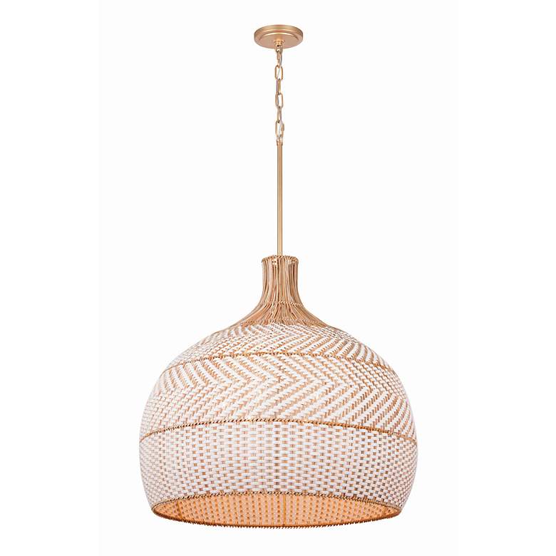 Image 2 Zanzibar 26" Wide White and Natural Rattan Pendant Light more views