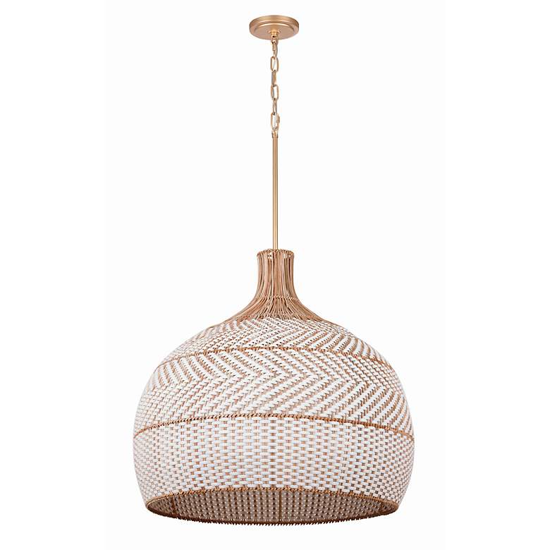 Image 3 Zanzibar 26" Wide White and Natural Rattan Pendant Light more views