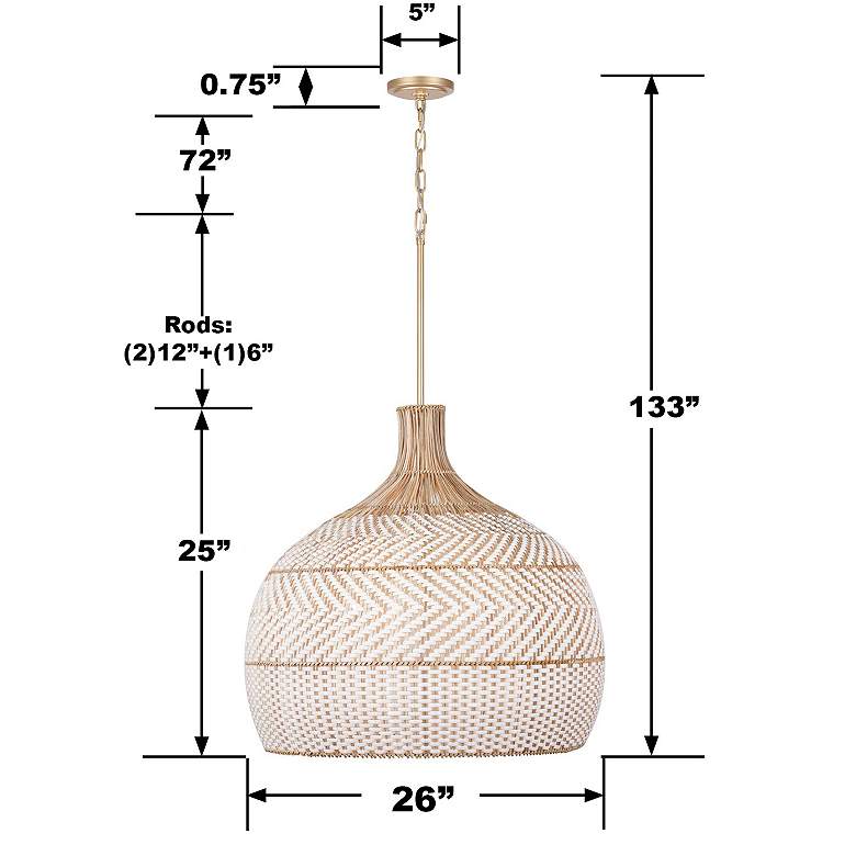Image 5 Zanzibar 26" Wide White and Natural Rattan Pendant Light more views