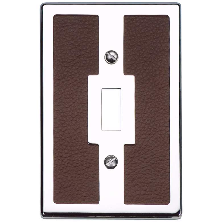 Image 1 Zanzibar Brown Leather and Chrome Toggle Wall Plate