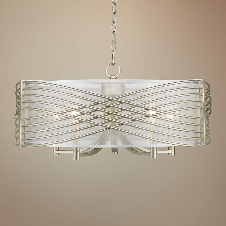 Image 1 Zara 25 3/4" Wide White Gold 5-Light Drum Chandelier