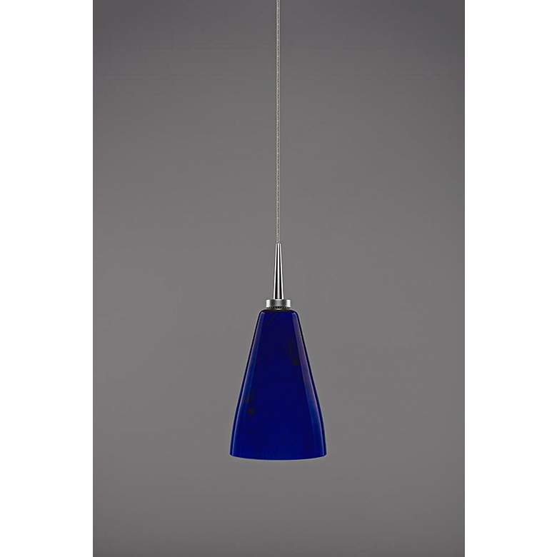 Image 4 Zara 4 1/2" Wide Matte Chrome LED Mini Pendant w/ Blue Glass more views