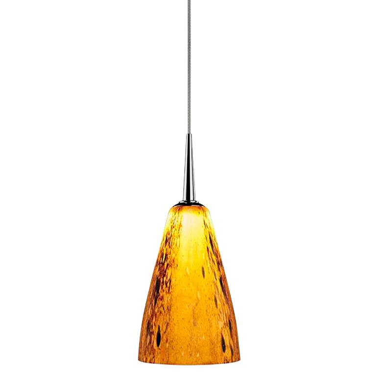 Image 1 Zara 4 1/2"W Matte Chrome Cinnamon Glass LED Mini Pendant