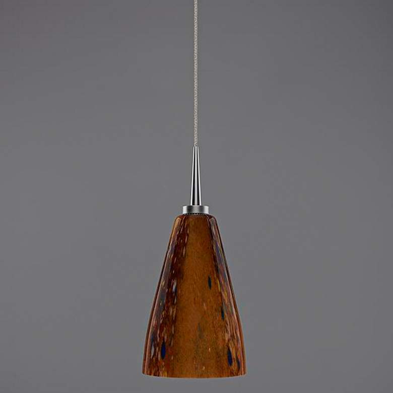 Image 4 Zara 4 1/2"W Matte Chrome Cinnamon Glass LED Mini Pendant more views