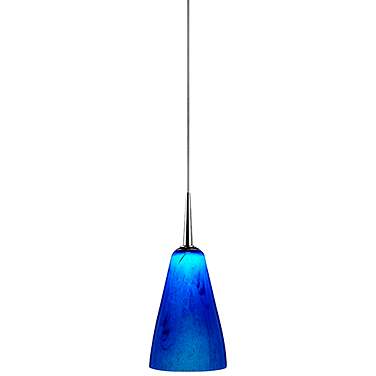 Zara 4 1/2" Wide Matte Chrome LED Mini Pendant w/ Blue Glass