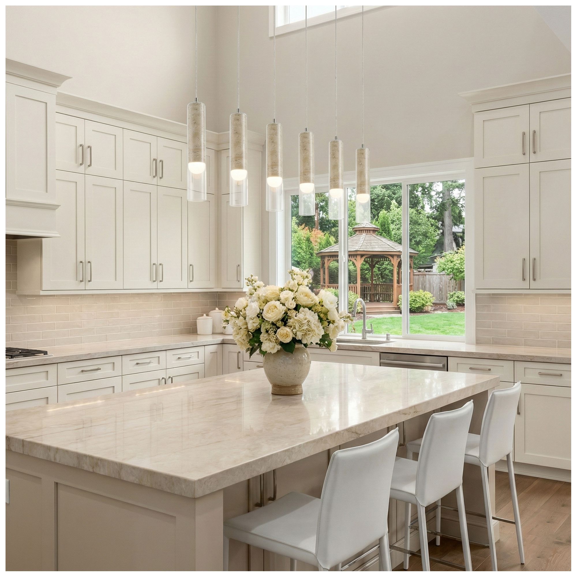 Image 3 Zara 40" Wide 6-Light Brushed Nickel Pendant more views