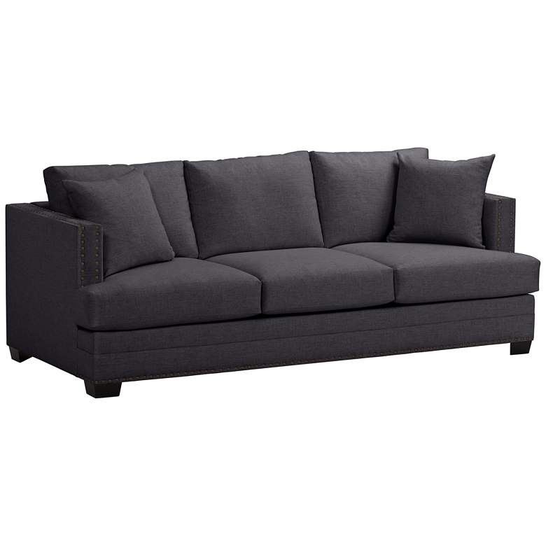 Image 3 Zara 91" Wide Heritage Charcoal Fabric Three-Seat Sofa