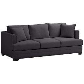 Image3 of Zara 91" Wide Heritage Charcoal Fabric Three-Seat Sofa