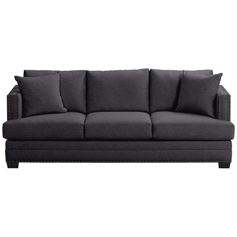 Image 6 Zara 91" Wide Heritage Charcoal Fabric Three-Seat Sofa more views