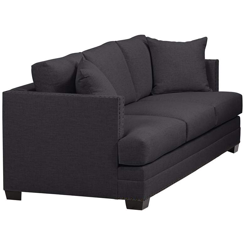 Image 7 Zara 91" Wide Heritage Charcoal Fabric Three-Seat Sofa more views