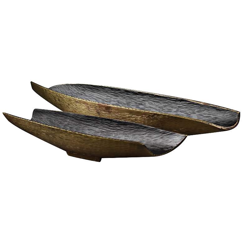 Image 1 Zara Brass and Bronze Boat-Shaped Nesting Bowls Set of 2