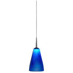 Zara LED Pendant - Chrome Finish - Blue Glass Shade