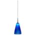 Zara LED Pendant - Chrome Finish - Blue Glass Shade