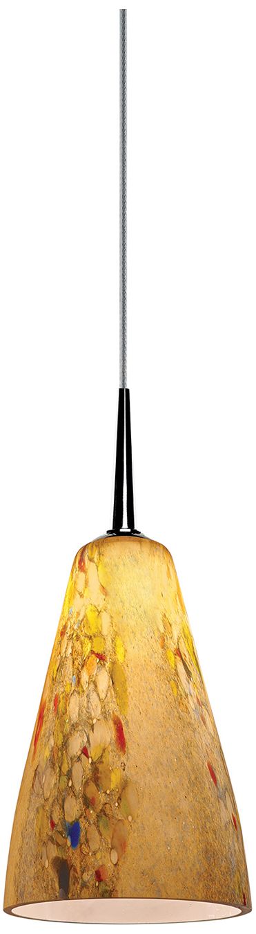 Zara LED Pendant Chrome Finish Cinnamon Glass Shade 914F3