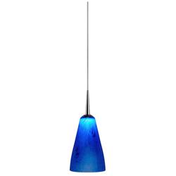 Zara LED Pendant - Matte Chrome Finish - Blue Glass Shade