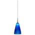 Zara LED Pendant - Matte Chrome Finish - Blue Glass Shade