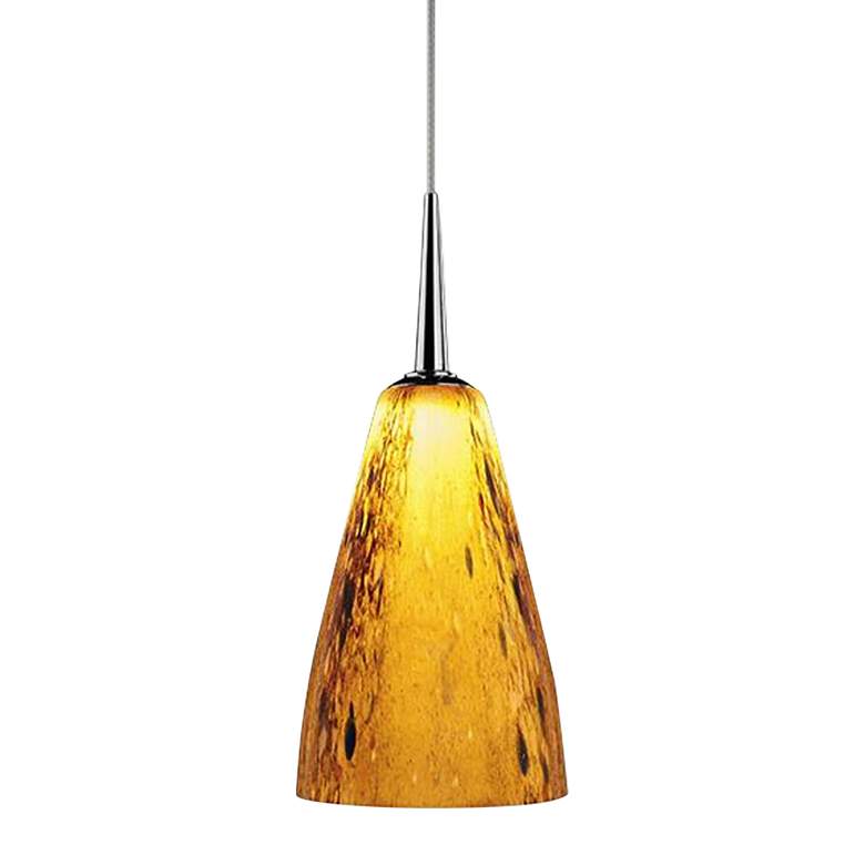 Image 1 Zara LED Pendant - Matte Chrome Finish - Cinnamon Glass Shade