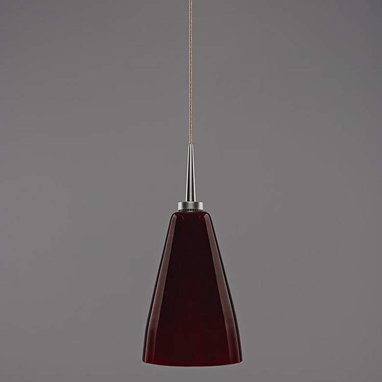 Image 3 Zara LED Pendant - Matte Chrome Finish - Red Glass Shade more views