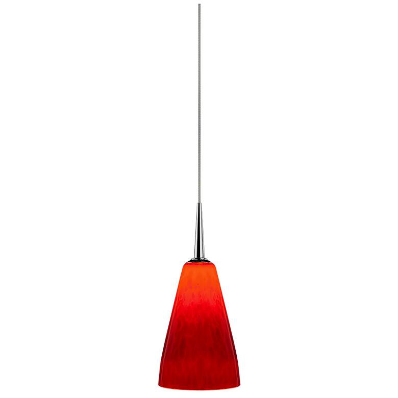 Image 1 Zara Pendant - Matte Chrome Finish - Red Glass Shade