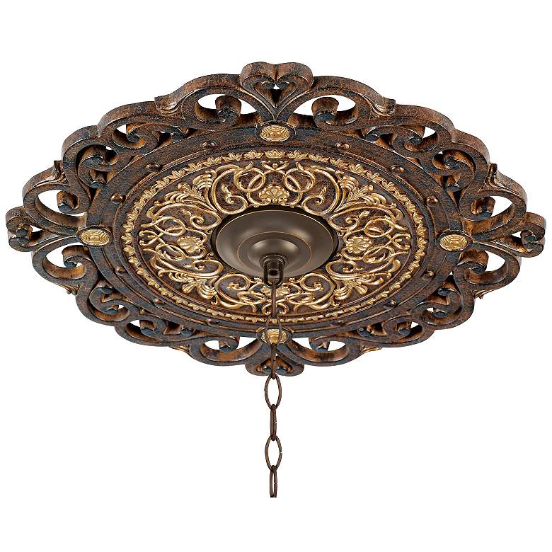 Image 1 Zaragoza Golden Bronze 24 inch Wide Ceiling Medallion