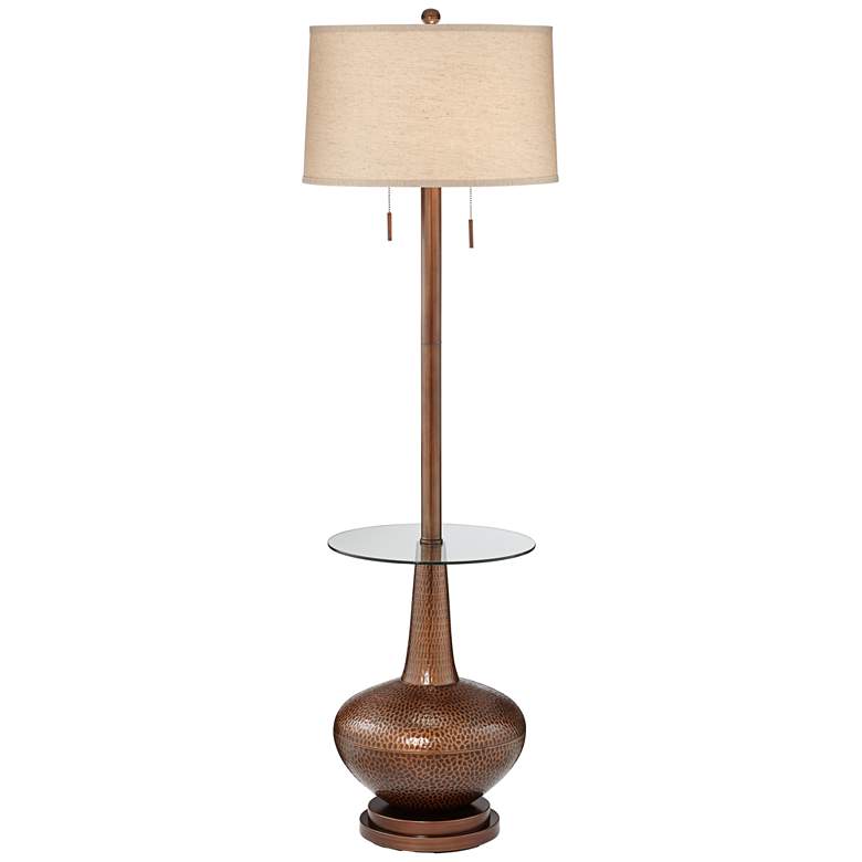 Image 1 Zarah Copper-Autumn Gold Metal Floor Lamp with Tray Table