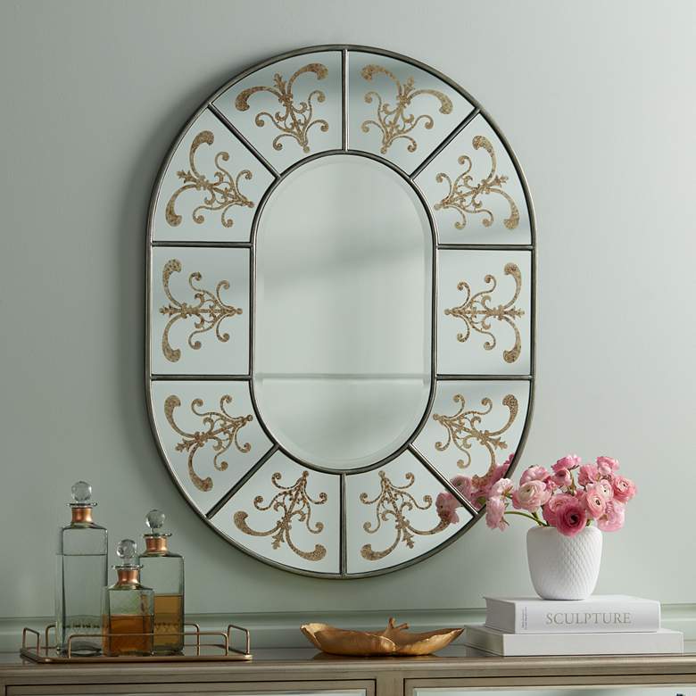 Image 1 Zarah Gold Filigree Etched 30" x 40" Wall Mirror
