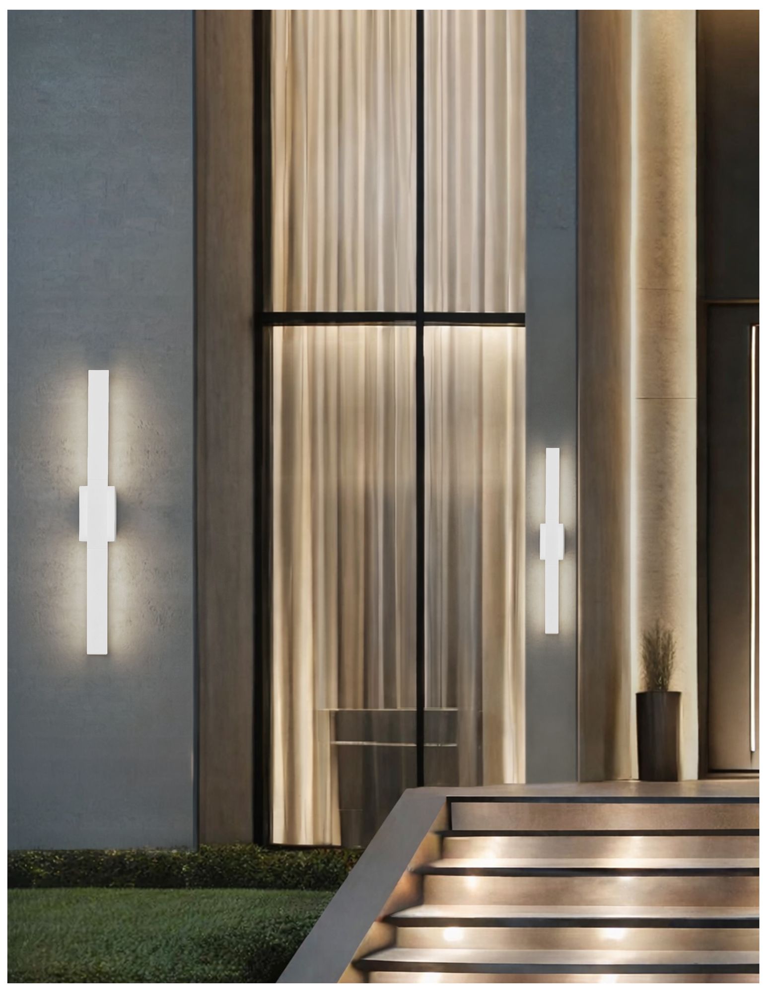 Image 4 Zarai Family 36" High Matte White LED Outdoor Wall Sconce more views