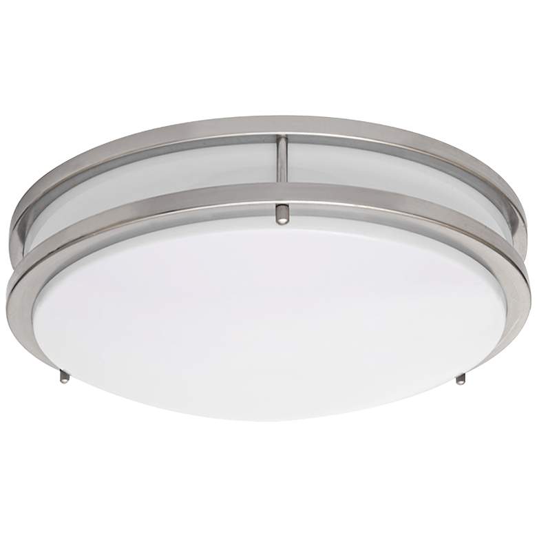 Image 2 Zare Brushed Nickel 14" Wide Modern Flushmount LED Ceiling Light