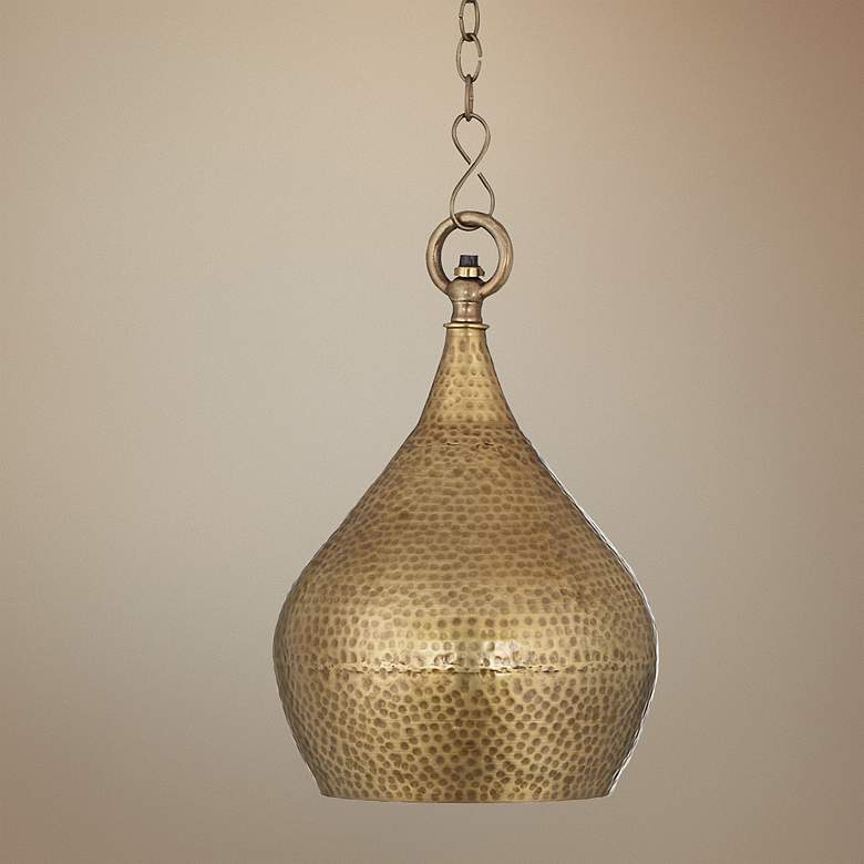 Image 1 Zaria 9" Wide Antique Brass Mini Pendant Light