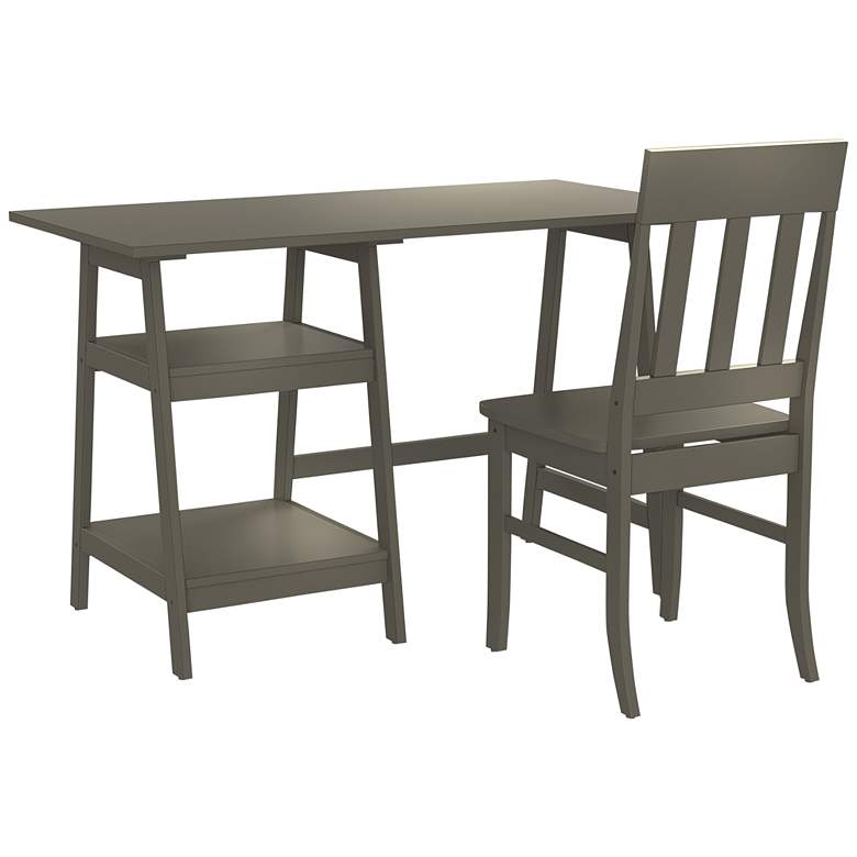 Image 2 Zavies 47 1/4" Wide Gray Wood Writing Desk with Chair