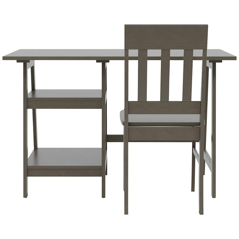 Image 5 Zavies 47 1/4" Wide Gray Wood Writing Desk with Chair more views