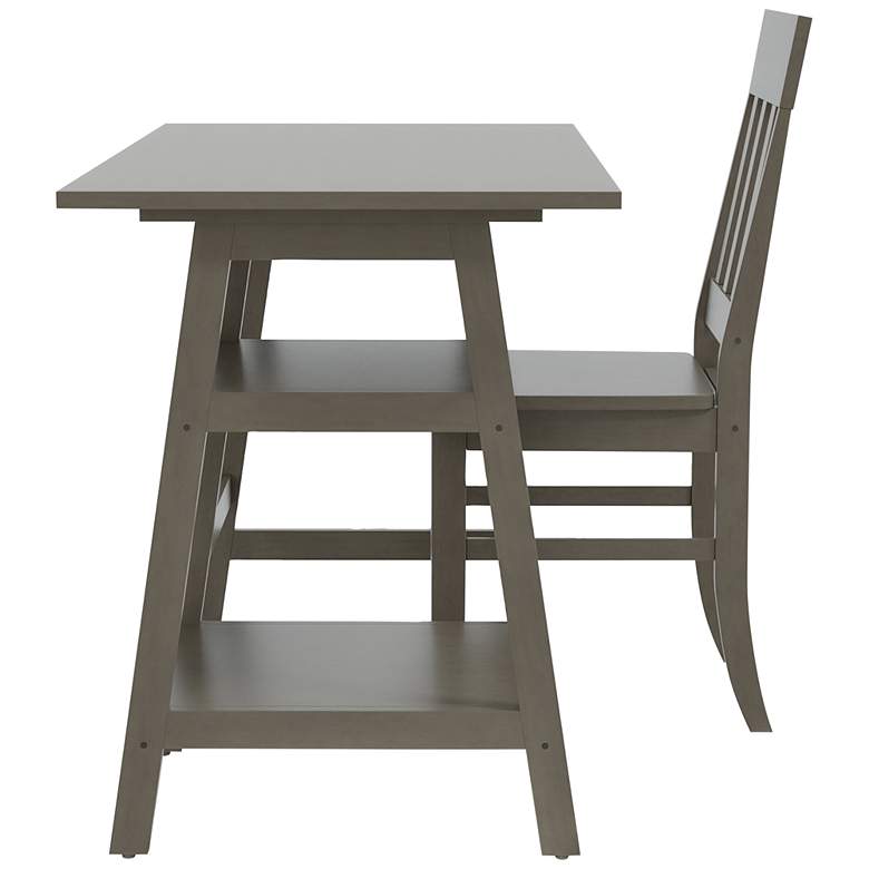 Image 6 Zavies 47 1/4" Wide Gray Wood Writing Desk with Chair more views