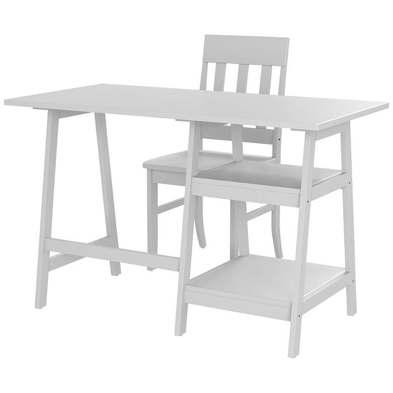 Image 2 Zavies 47 1/4" Wide White Wood Writing Desk with Chair