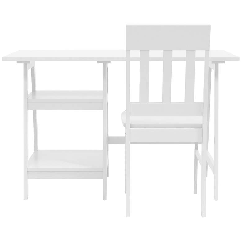 Image 5 Zavies 47 1/4" Wide White Wood Writing Desk with Chair more views