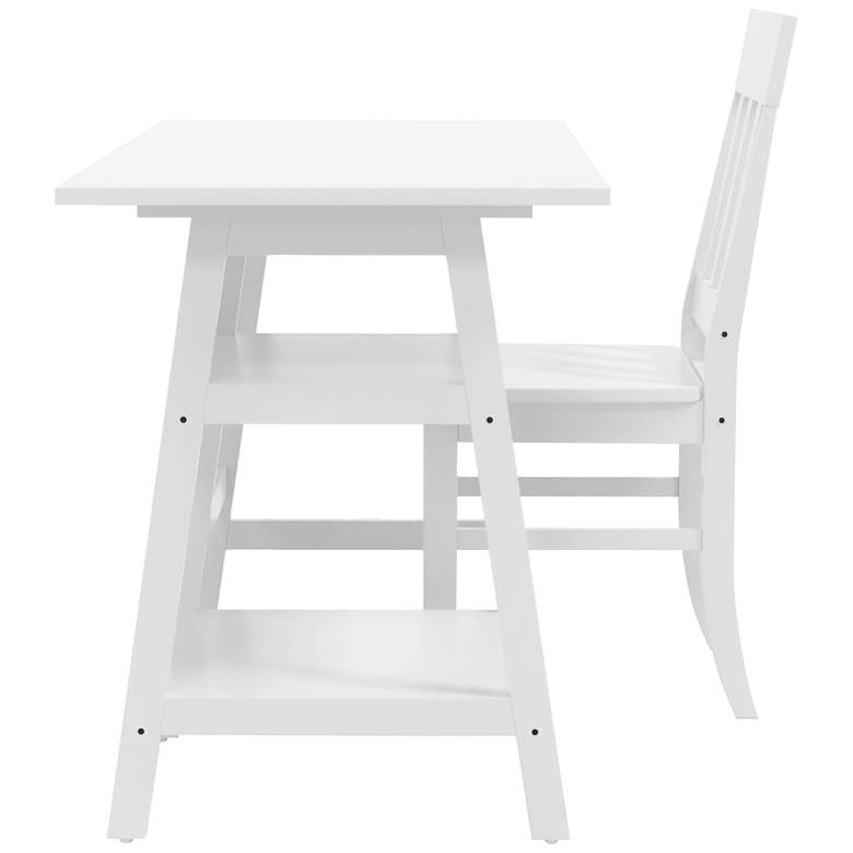 Image 6 Zavies 47 1/4" Wide White Wood Writing Desk with Chair more views