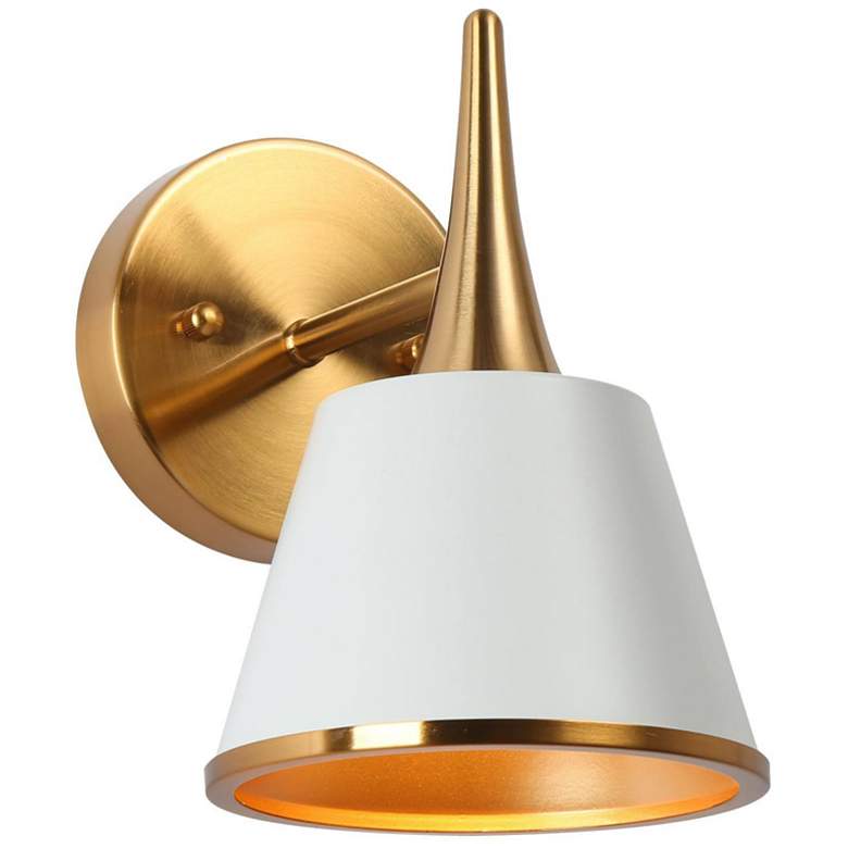 Image 1 Zavo 1-Light 5.9" Wide White and Gold Bath Light