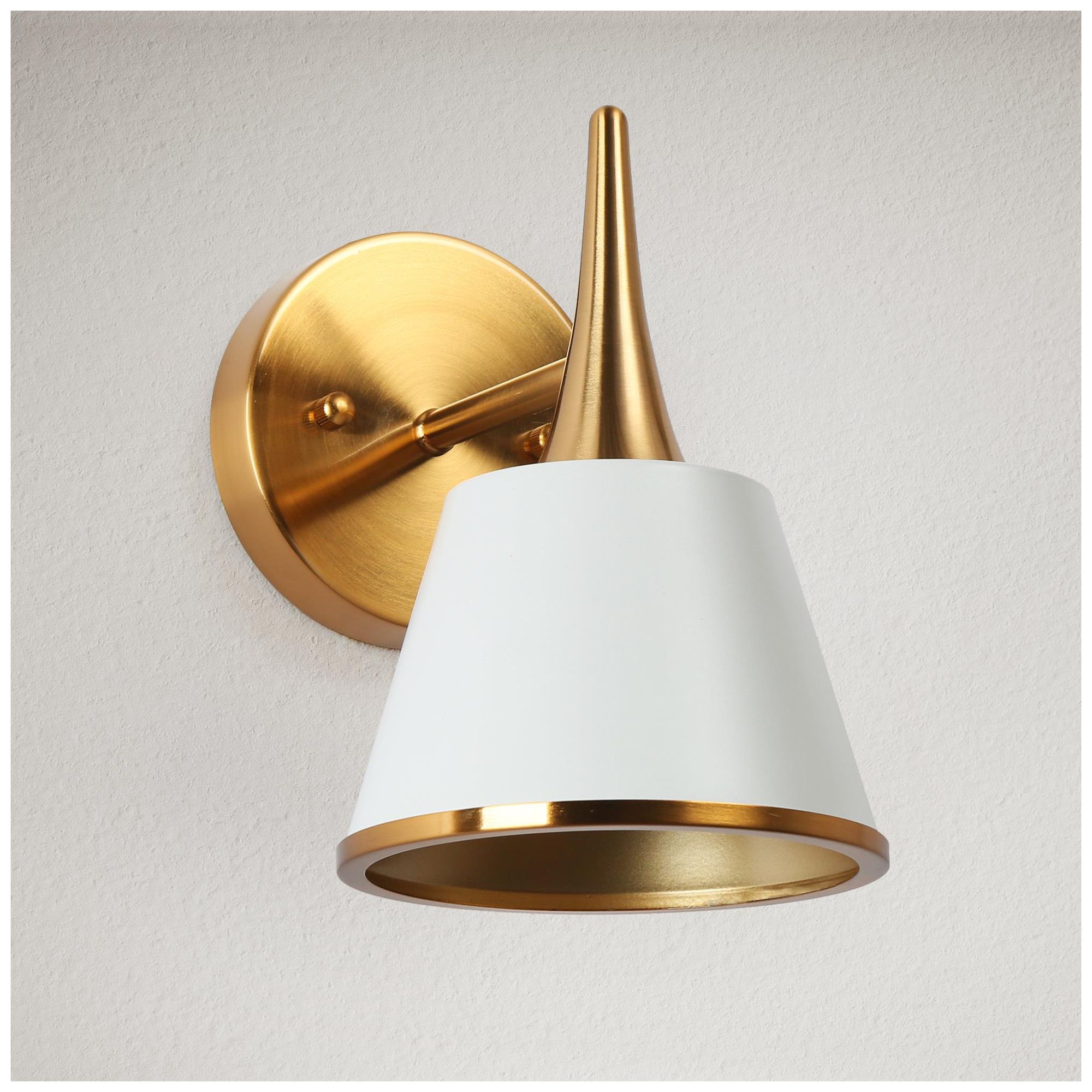 Thumbnail2 of Zavo 1-Light 5.9" Wide White and Gold Bath Light more views