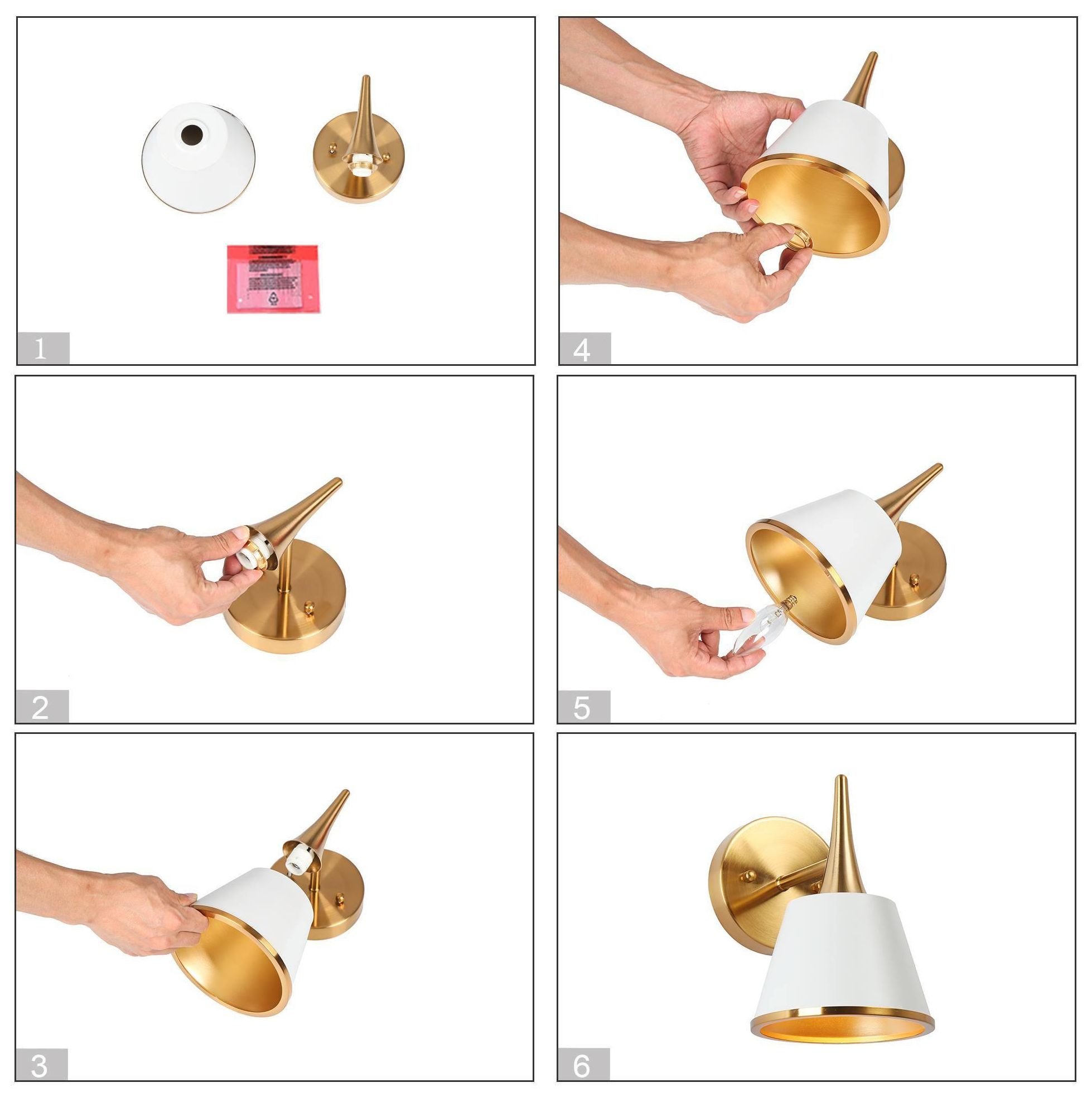 Zavo 1-Light 5.9" Wide White and Gold Bath Light