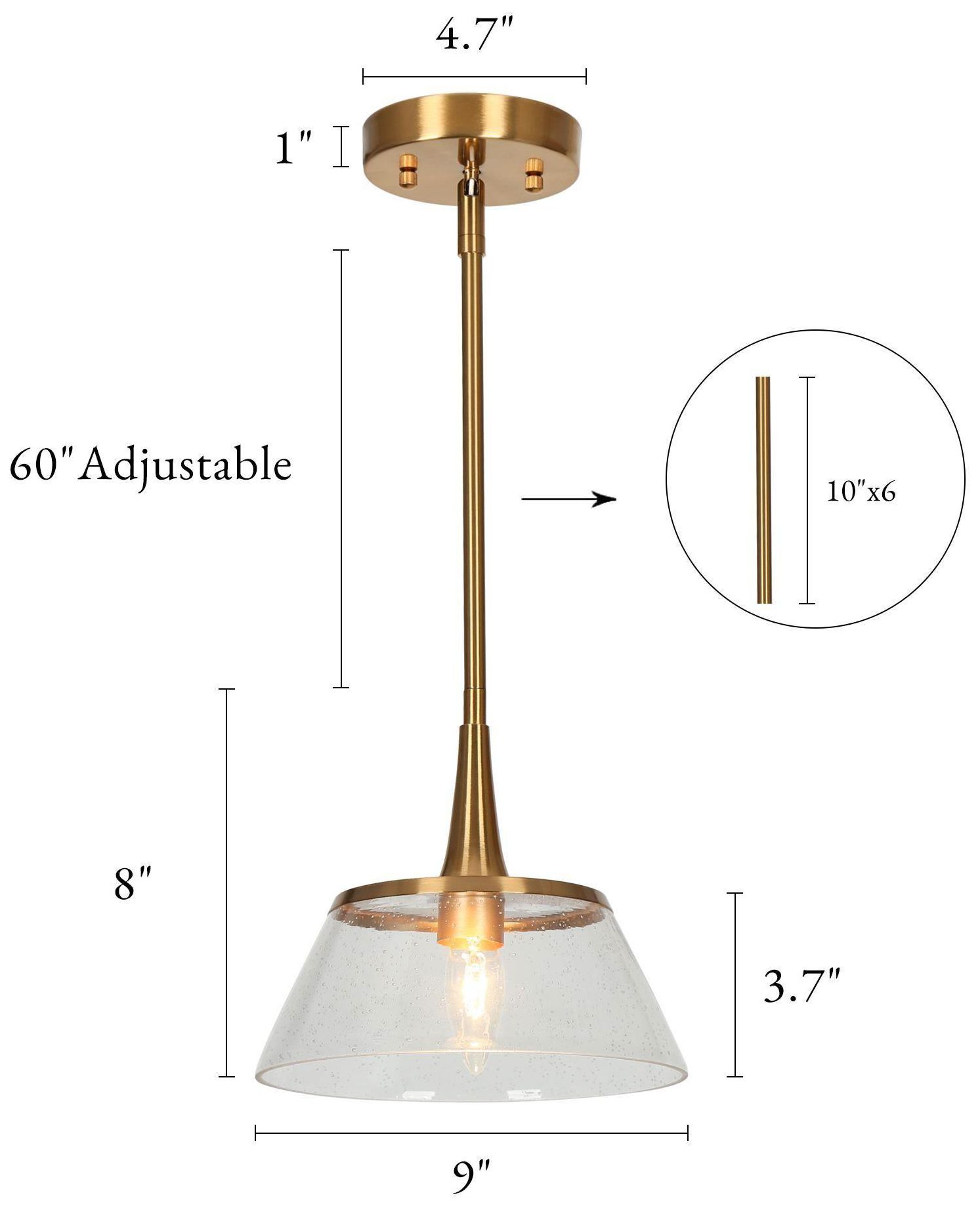 Zavo 1-Light Gold Glass Pendant Light