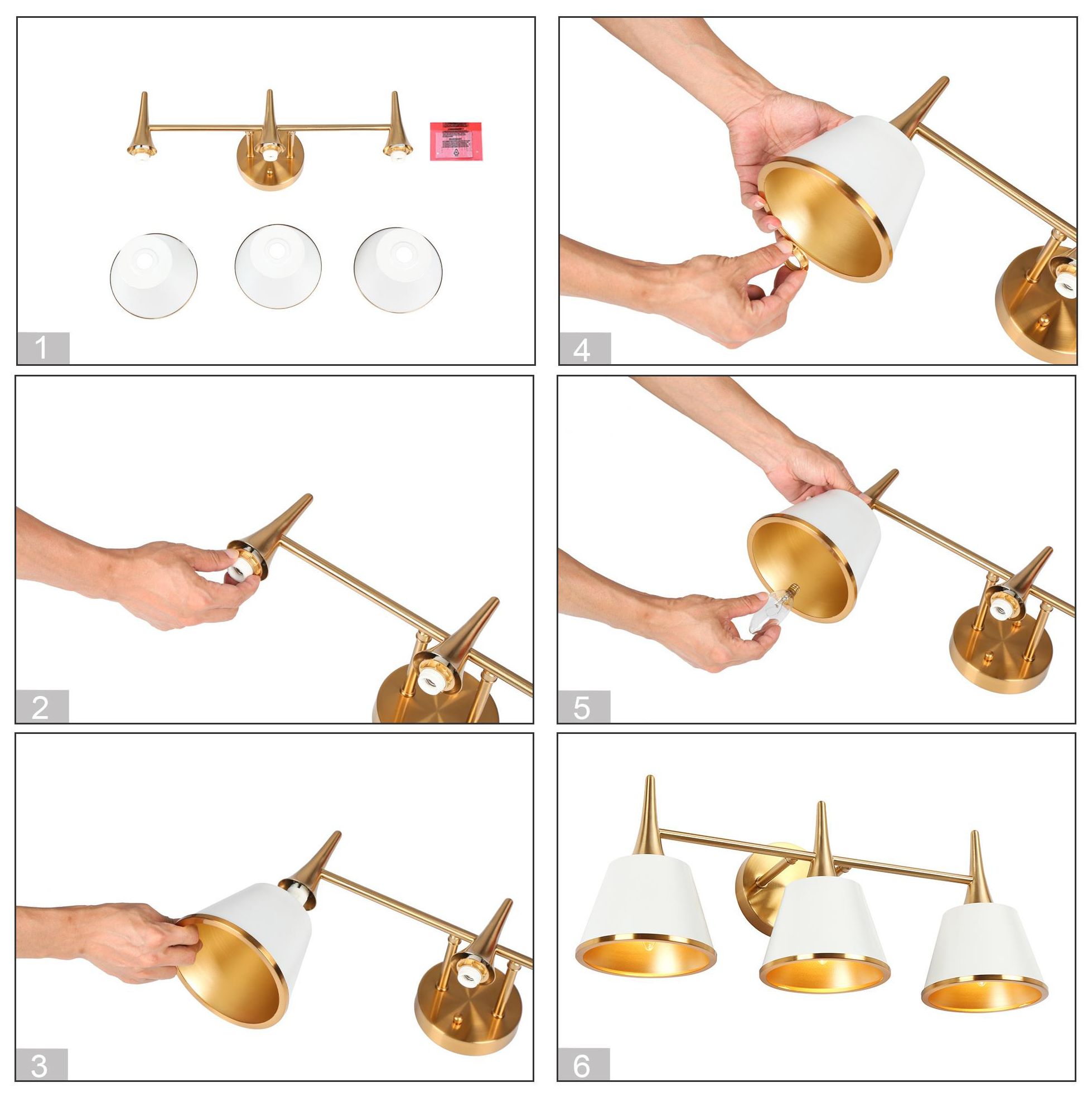 Image 6 Zavo 3-Light 22.4" Wide White and Gold Bath Light more views