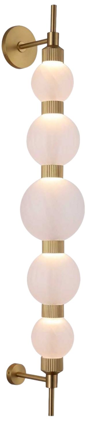 Image 2 Zayna 5-Light 38"H LED Wall Sconce in Aged Brass/White Glass more views