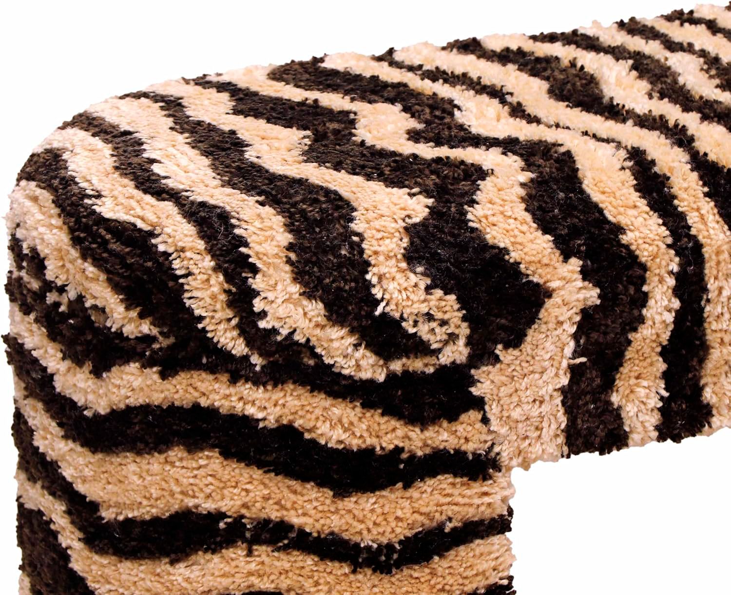 Image 3 Zebra 39" Wide Brown Striped Tufted Bench more views