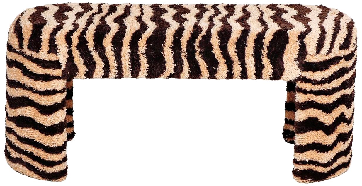 Image 4 Zebra 39" Wide Brown Striped Tufted Bench more views