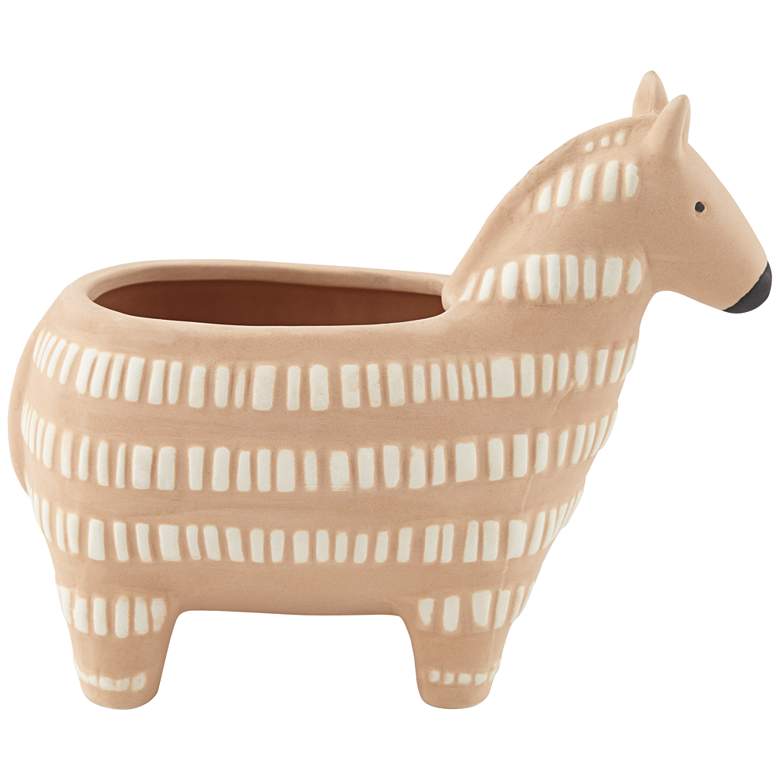 Zebra 7 inch Wide White and Brown Ceramic Decorative Vase more views