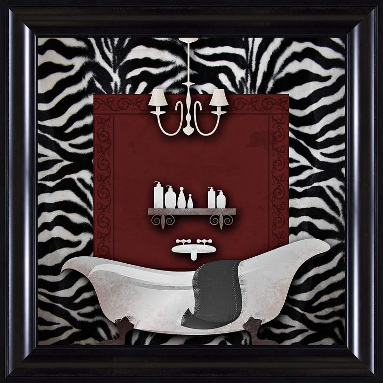 Image 1 Zebra Bath II 15 1/4 inch Framed Giclee Wall Art