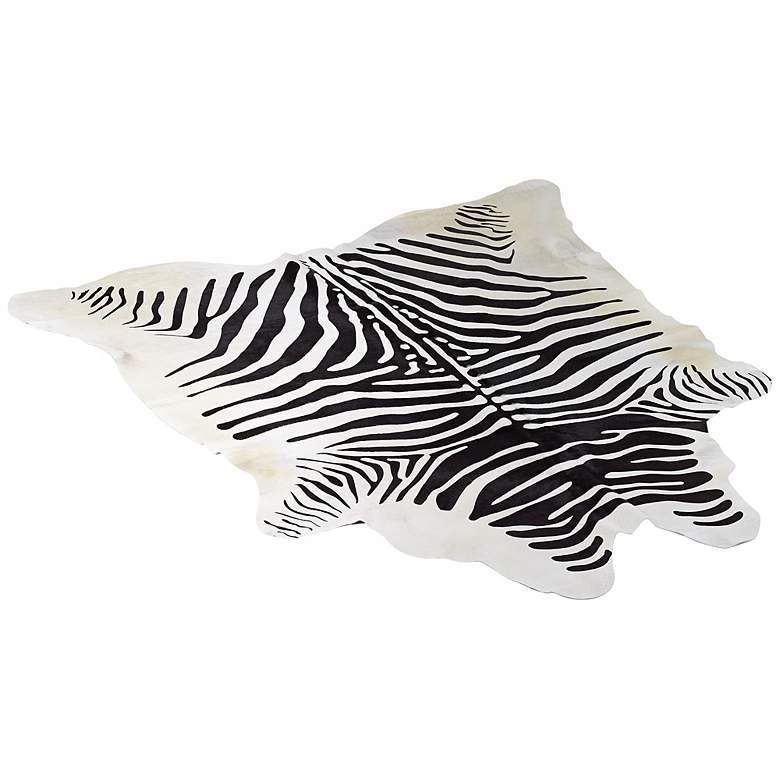 Image 1 Zebra Print Cow Hide Decorative Area Rug