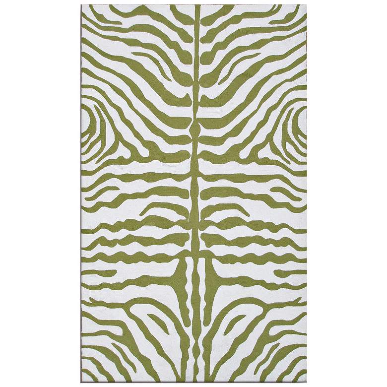 Image 1 Zebra Stripe 5&#39;x8&#39; Green Indoor Outdoor Rug