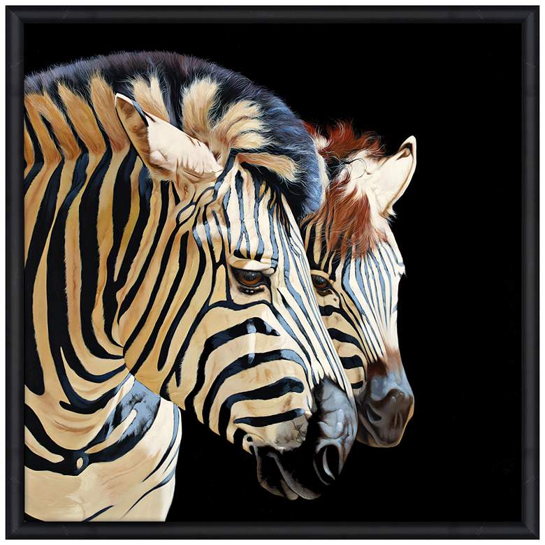 Image 2 Zebras 39" Square Endangered Animal Print Framed Wall Art