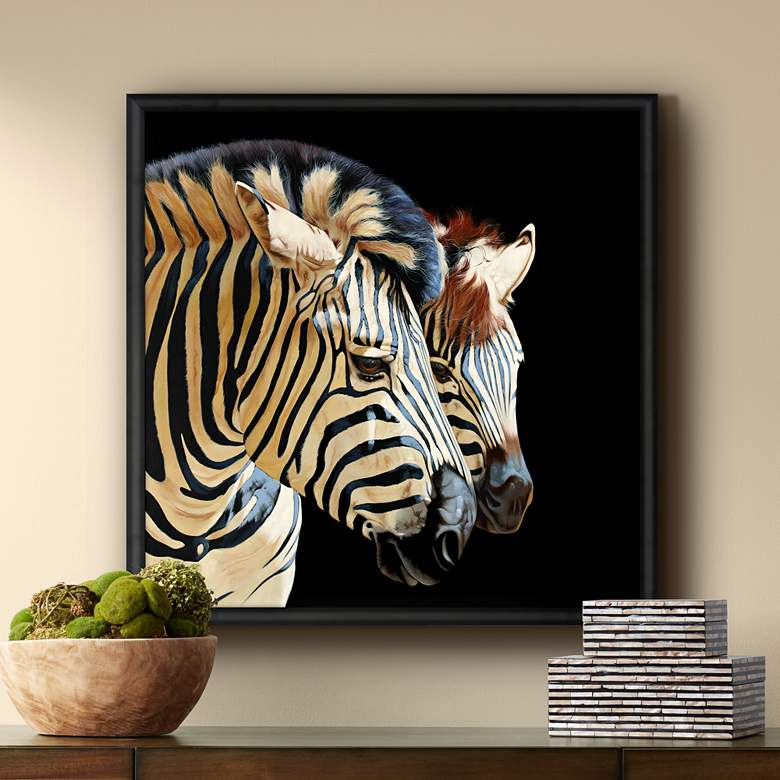 Image 1 Zebras 39" Square Endangered Animal Print Framed Wall Art