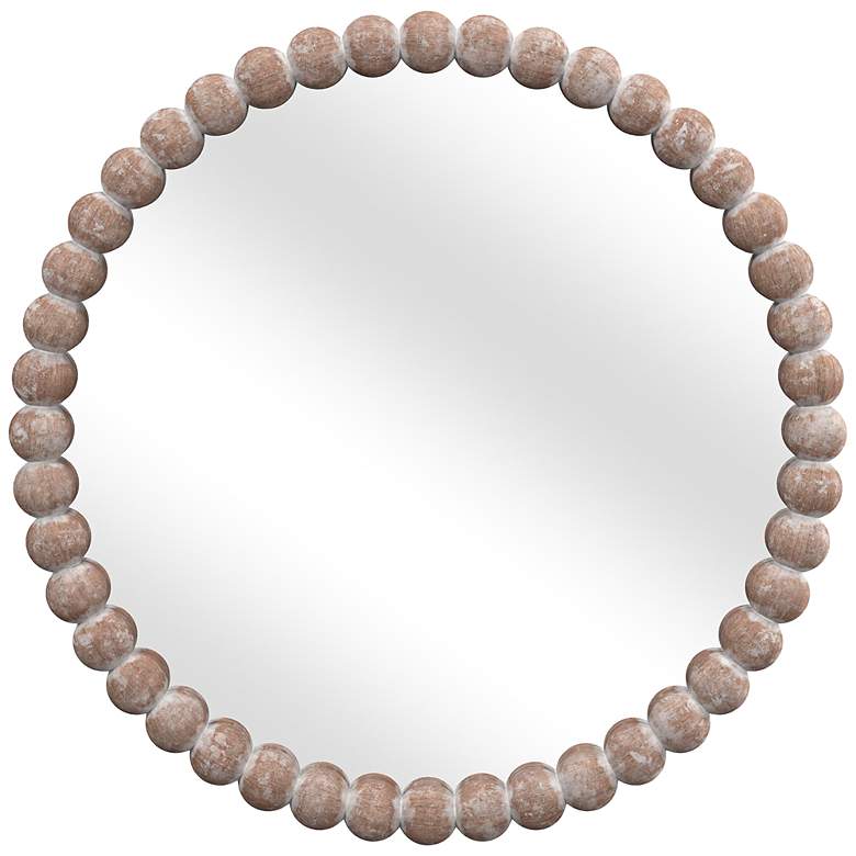 Image 3 Zeena White-Washed Wood 30" Round Wall Mirror